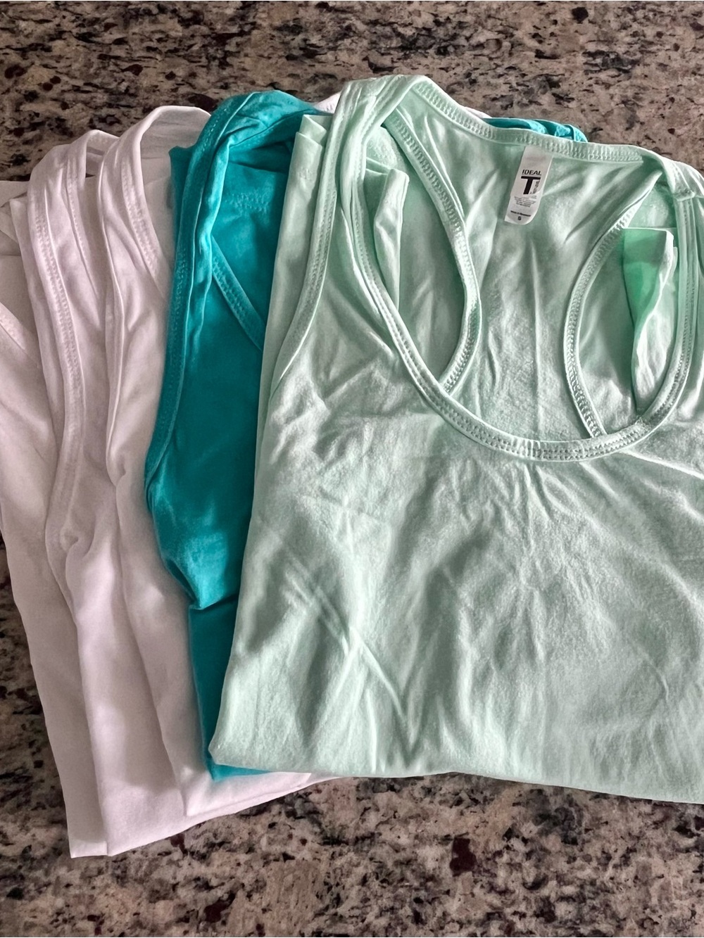 5 Pack Women’s Racerback Tank Tops - Mint, Teal, White - Size Small